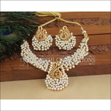 Matte Finish Peacock Pearl Necklace Set M1447 - Necklace Set