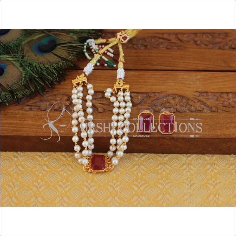 Matte Finish Pearl Necklace Set M2450 - Necklace Set