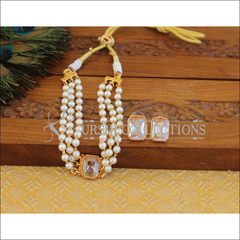 Matte Finish Pearl Necklace Set M2451 - Necklace Set