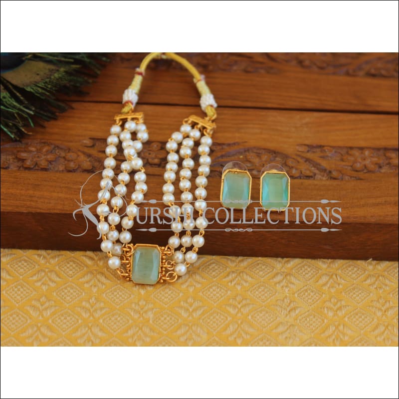 Matte Finish Pearl Necklace Set M2452 - Necklace Set