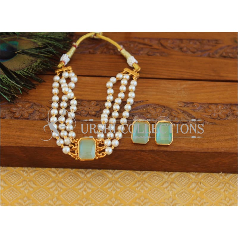 Matte Finish Pearl Necklace Set M2452 - Necklace Set