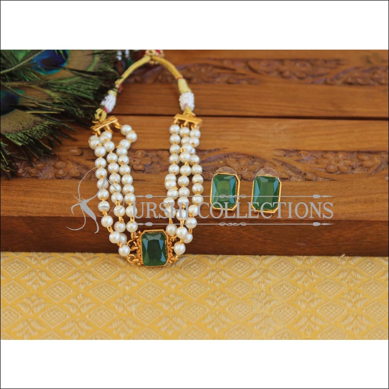 Matte Finish Pearl Necklace Set M2453 - Necklace Set