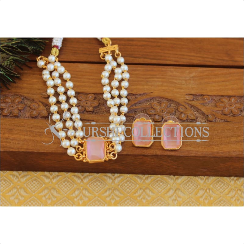 Matte Finish Pearl Necklace Set M2454 - Necklace Set