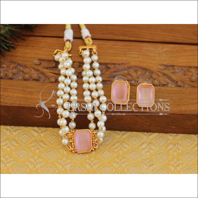 Matte Finish Pearl Necklace Set M2454 - Necklace Set