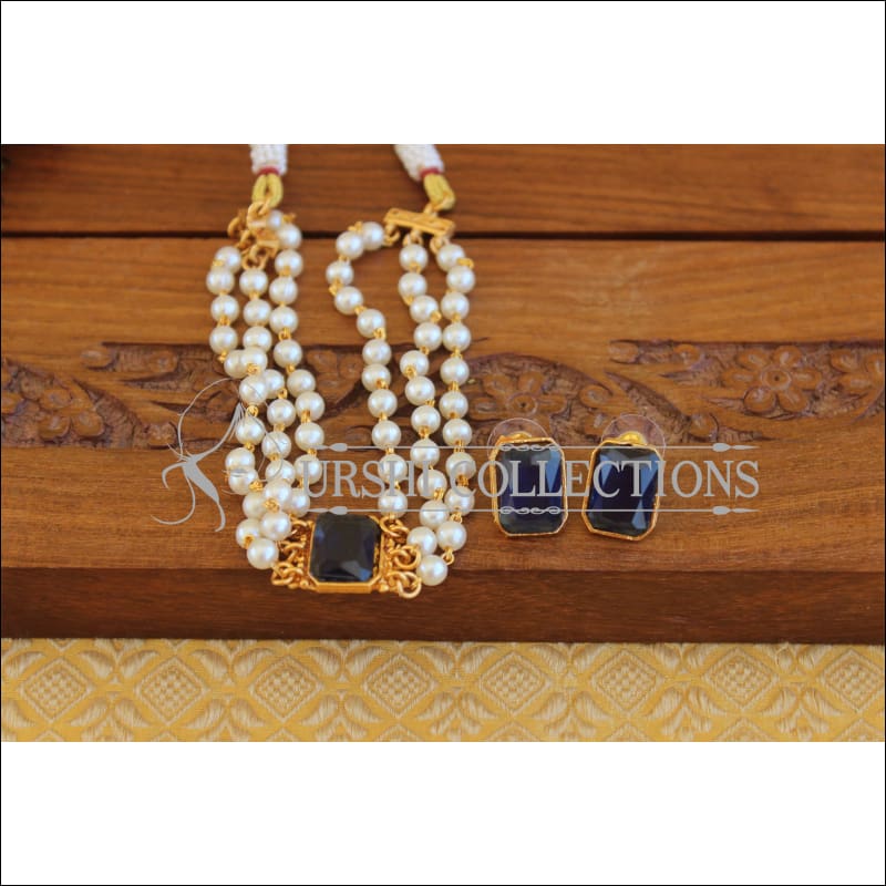 Matte Finish Pearl Necklace Set M2455 - Necklace Set