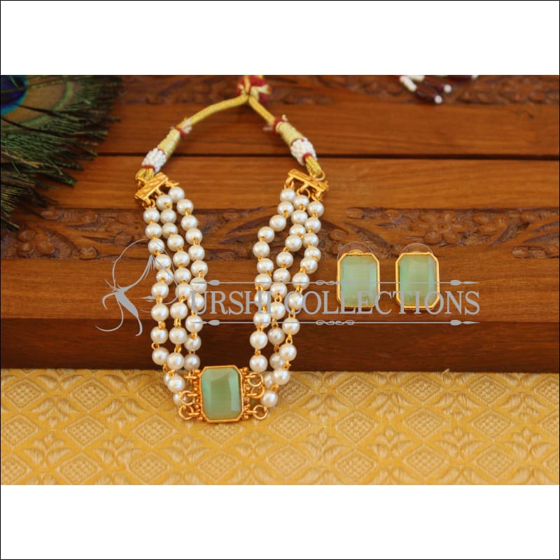 Matte Finish Pearl Necklace Set M2456 - Necklace Set