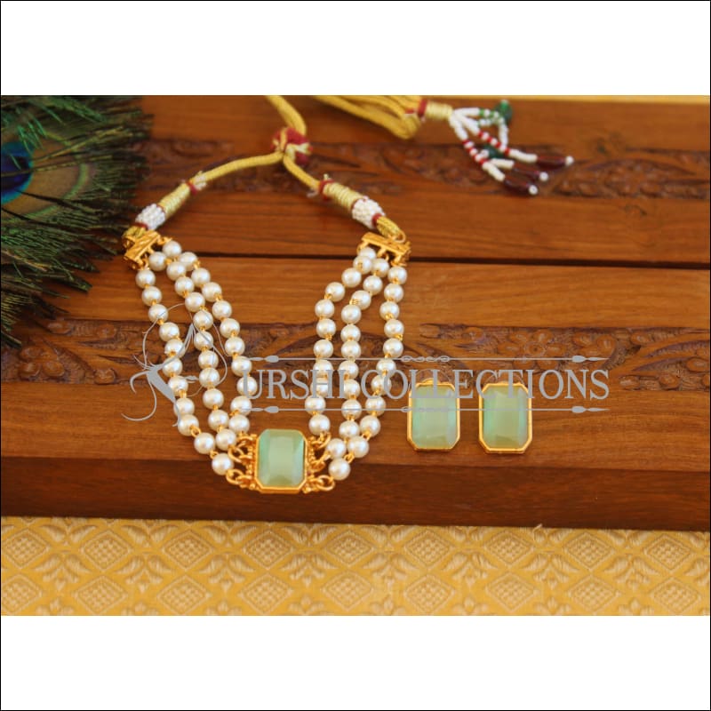 Matte Finish Pearl Necklace Set M2456 - Necklace Set