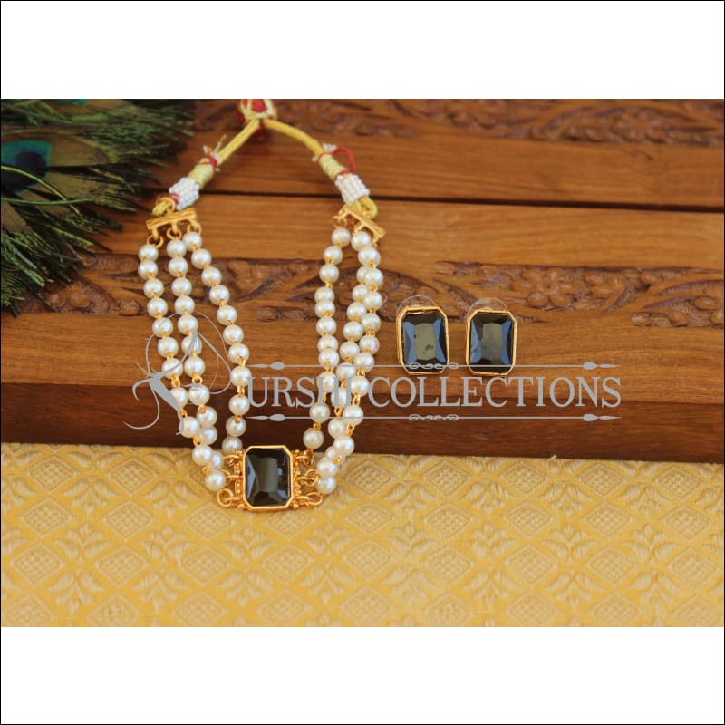 Matte Finish Pearl Necklace Set M2457 - Necklace Set