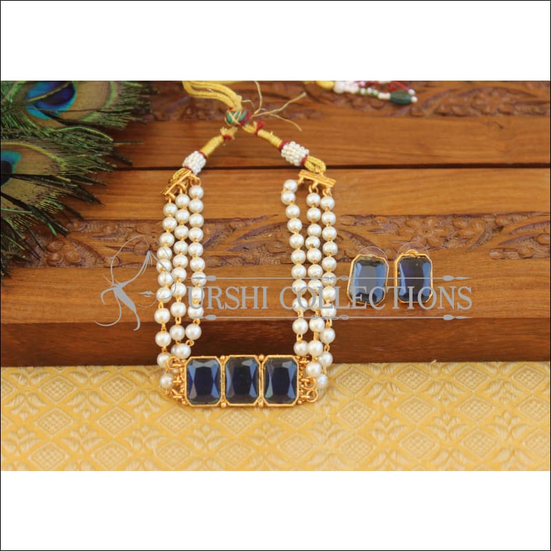 Matte Finish Pearl Necklace Set M2458 - Necklace Set