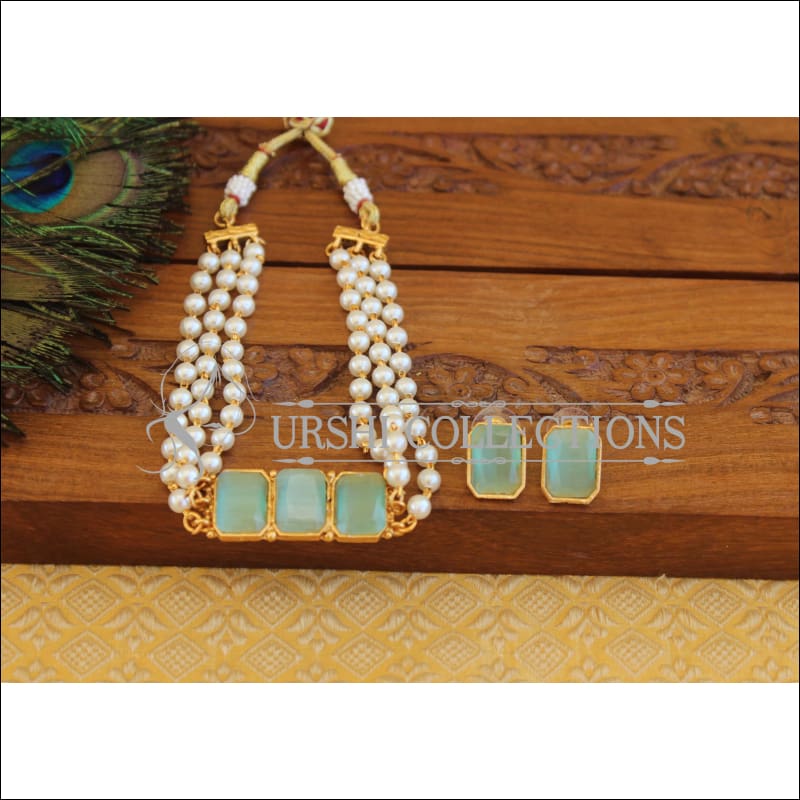 Matte Finish Pearl Necklace Set M2459 - Necklace Set