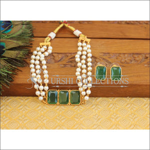 Matte Finish Pearl Necklace Set M2461 - Necklace Set