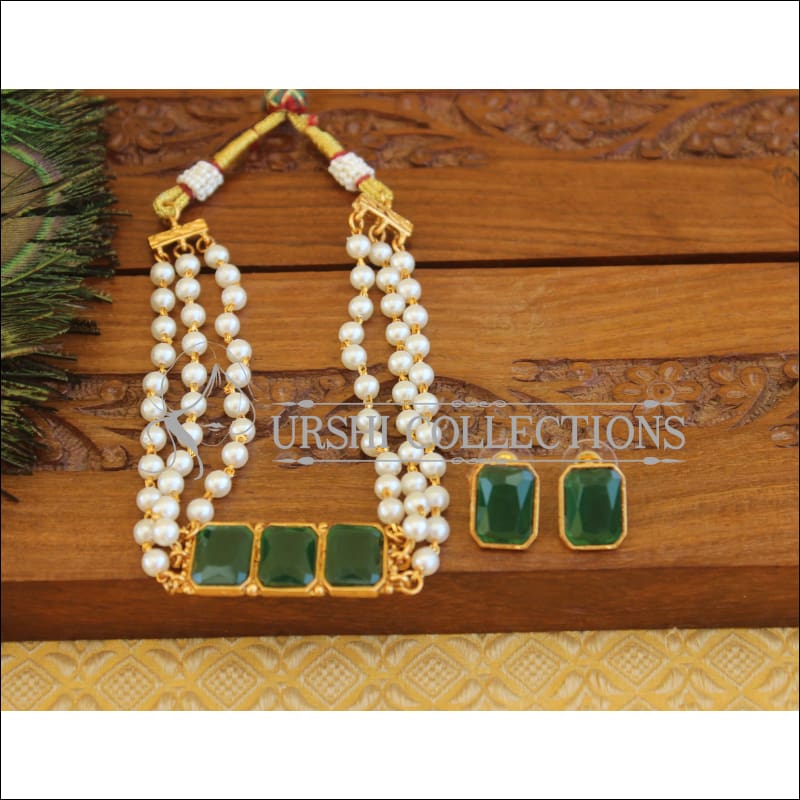 Matte Finish Pearl Necklace Set M2461 - Necklace Set