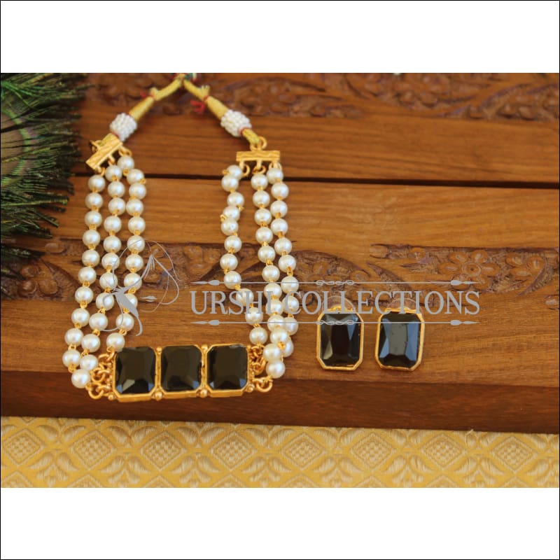 Matte Finish Pearl Necklace Set M2462 - Necklace Set