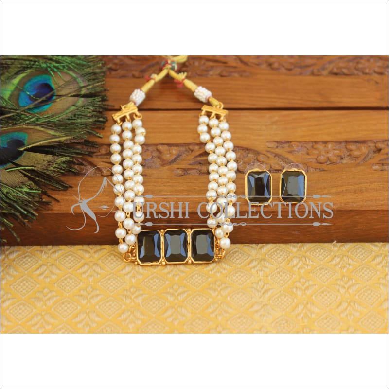 Matte Finish Pearl Necklace Set M2462 - Necklace Set