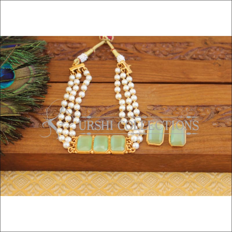 Matte Finish Pearl Necklace Set M2464 - Necklace Set