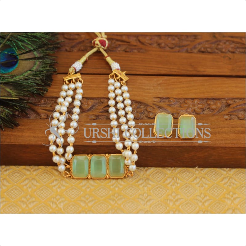 Matte Finish Pearl Necklace Set M2464 - Necklace Set