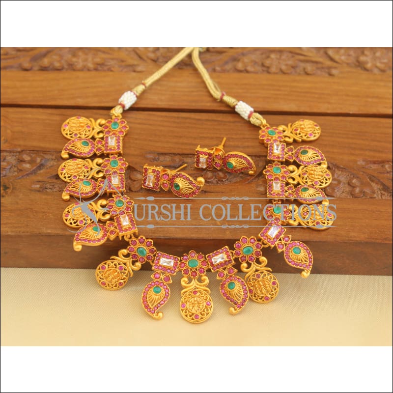 Matte Finish Ruby Mango Necklace Set M3058 - Necklace Set