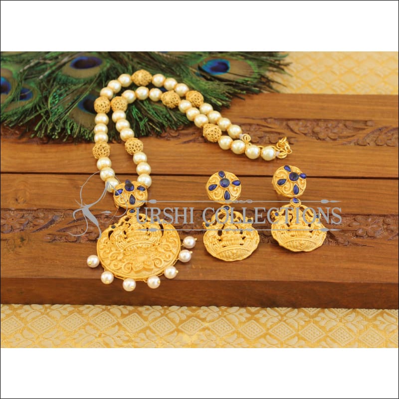 Matte Finish Temple Lakshmi Necklace set M1264 - Necklace Set