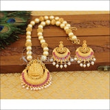 Matte Finish Temple Lakshmi Necklace set M1268 - Multicolour - Necklace Set