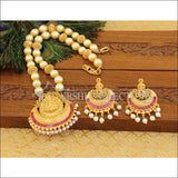 Matte Finish Temple Lakshmi Necklace set M1268 - Necklace Set