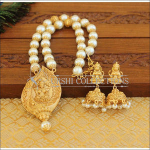 Matte Finish Temple Lakshmi Necklace set M1272 - Necklace Set