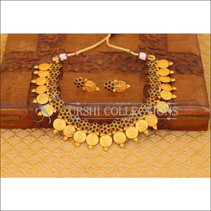 Matte finish temple necklace M677 - black - Necklace Set