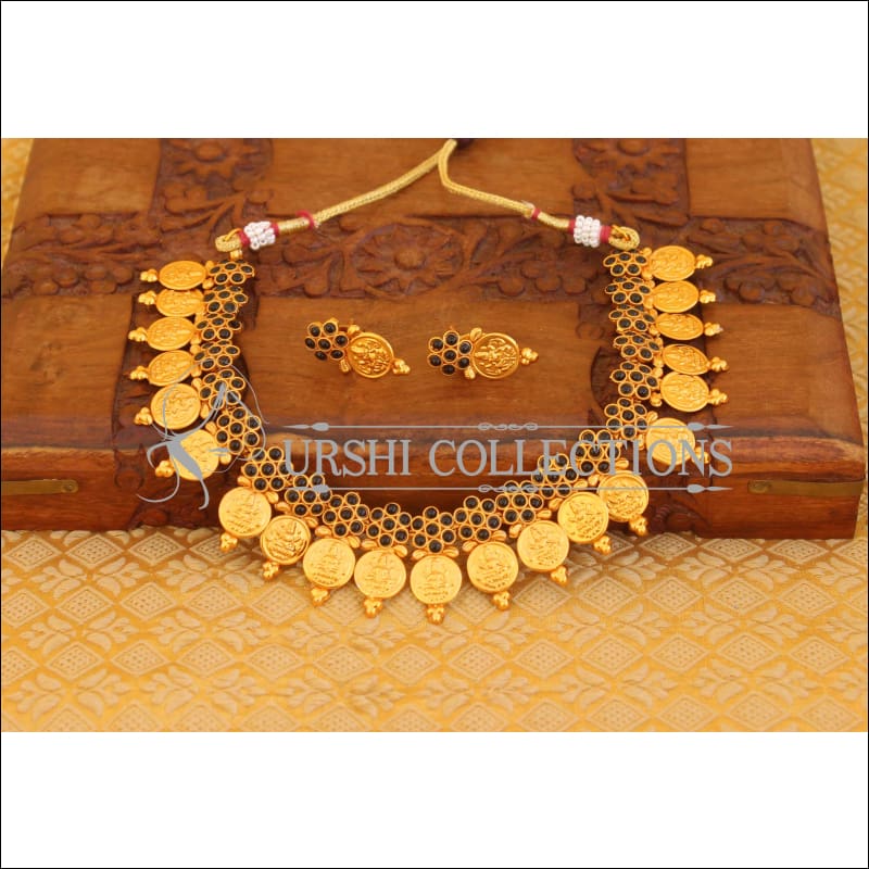 Matte finish temple necklace M677 - black - Necklace Set