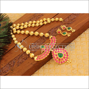 Micro gold plated kempu peacock necklace set M892 - Necklace Set