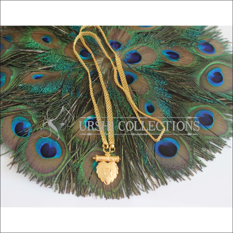 OM Pendant with Long Gold Platted Chain U-48 - necklace