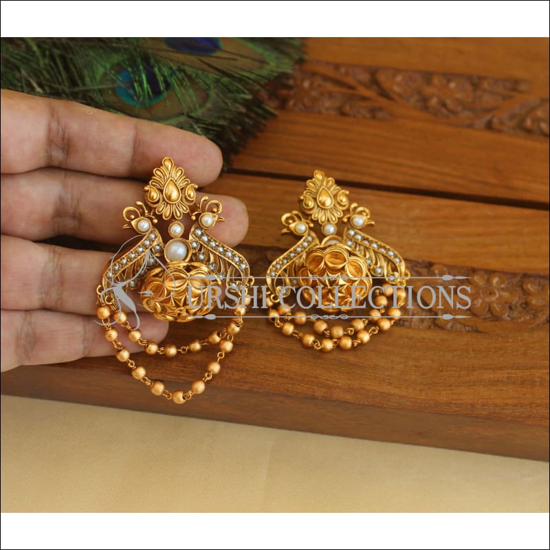 Premium Matte Finish Peacock Earrings M2833 - EARRINGS