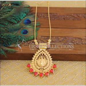 Red palakka peacock necklace U-11 - Necklace Set