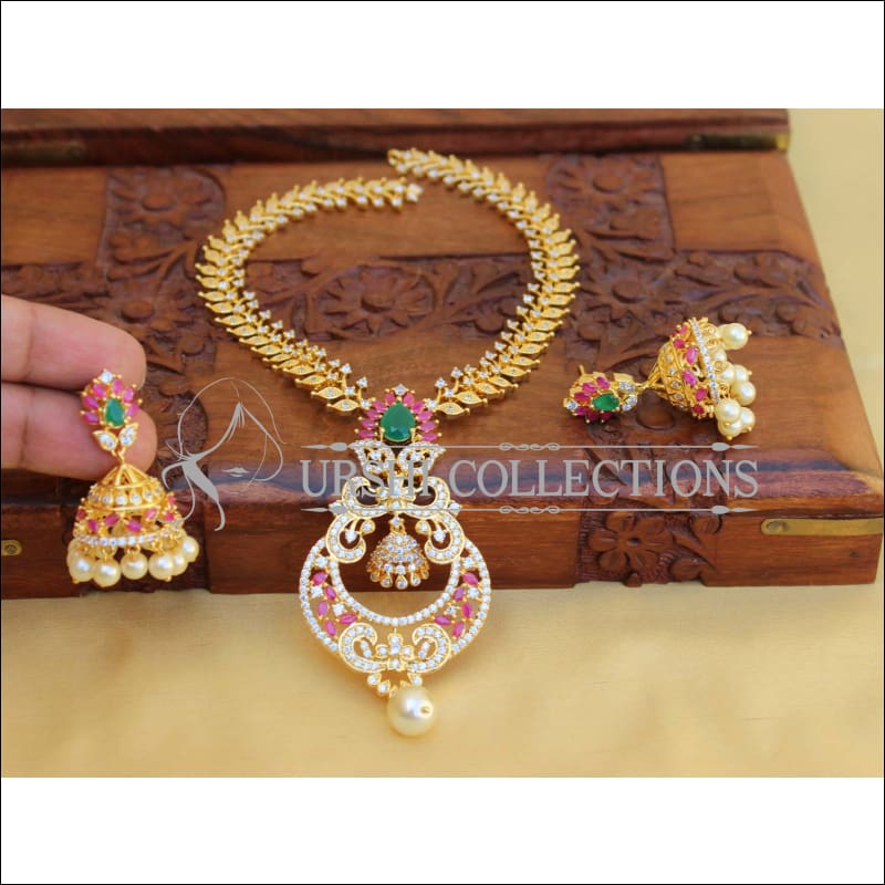 Beautiful American Diamond Necklace Set UTV09 - Multi - Necklace Set