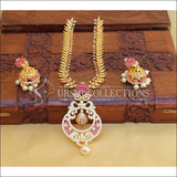 Beautiful American Diamond Necklace Set UTV09 - Pink and White - Necklace Set