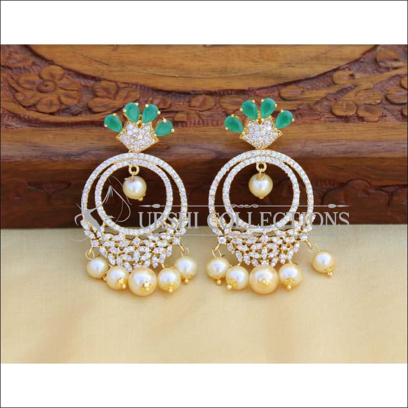 Beautiful Designer CZ earrings Set UC-NEW527 - Green - Earrings