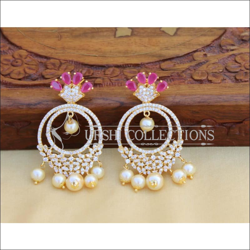 Beautiful Designer CZ earrings Set UC-NEW527 - Ruby - Earrings