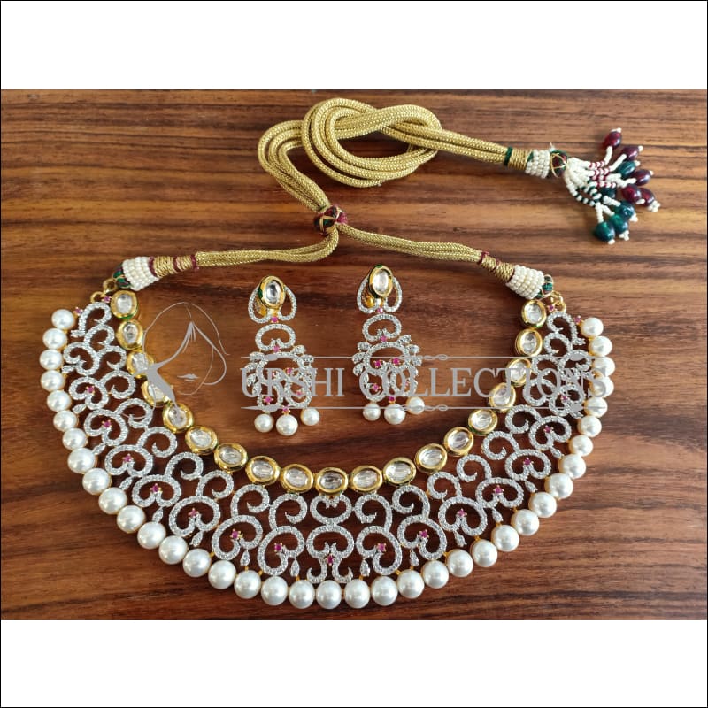 BEAUTIFUL DESIGNER CZ NECKLACE SET UTV988 - Necklace Set