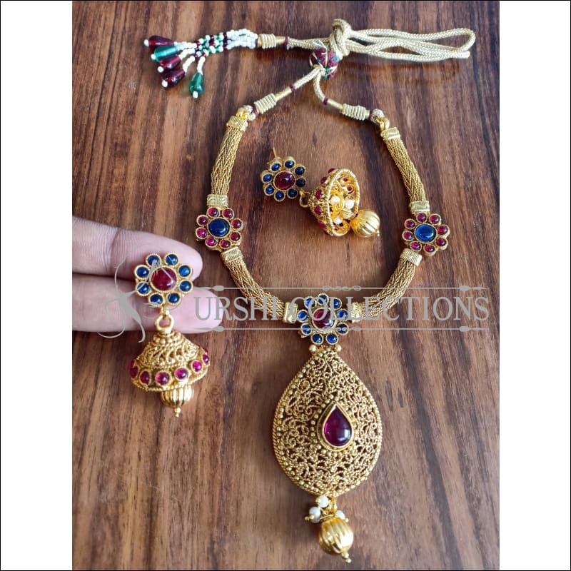 BEAUTIFUL DESIGNER GOLD PLATED NECKLACE SET UTV1133 - Necklace Set