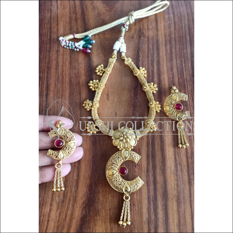 BEAUTIFUL DESIGNER GOLD PLATED NECKLACE SET UTV1139 - Necklace Set