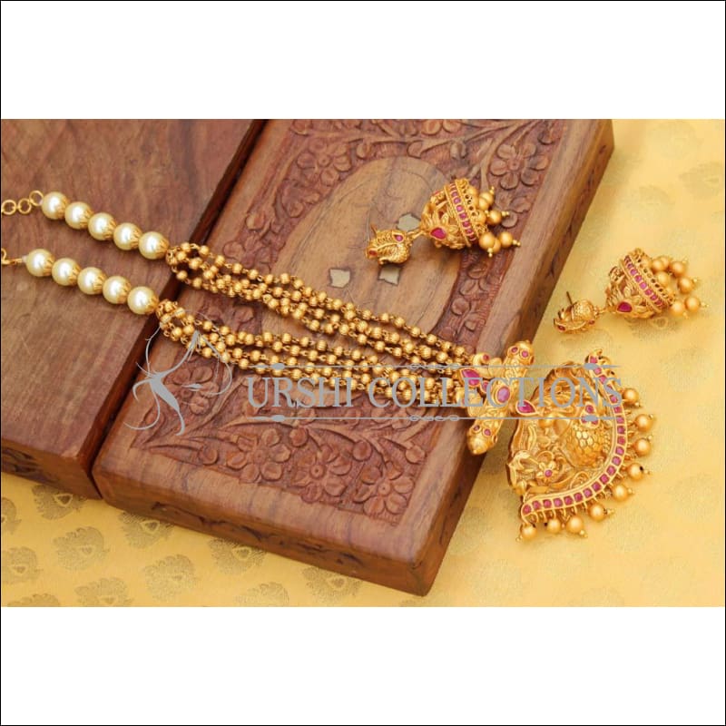 Beautiful Designer Matte Finish Peacock Necklace Set UC-NEW380 - Necklace Set