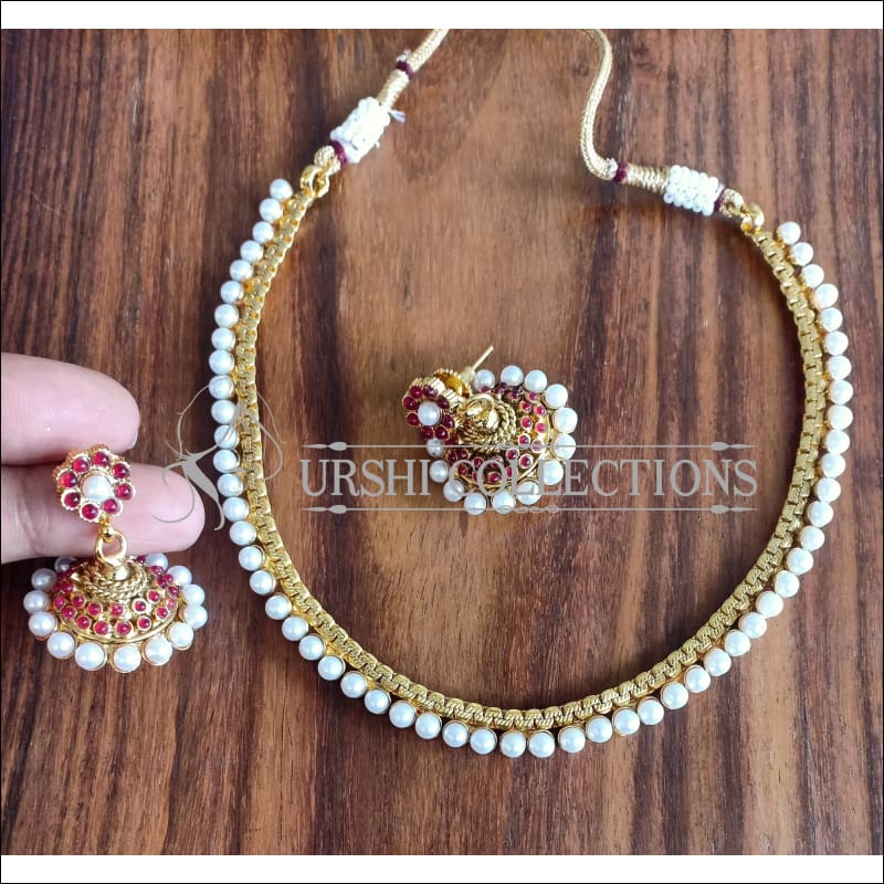 BEAUTIFUL DESIGNER NECKLACE SET UTV1335 - RUBY - Necklace Set