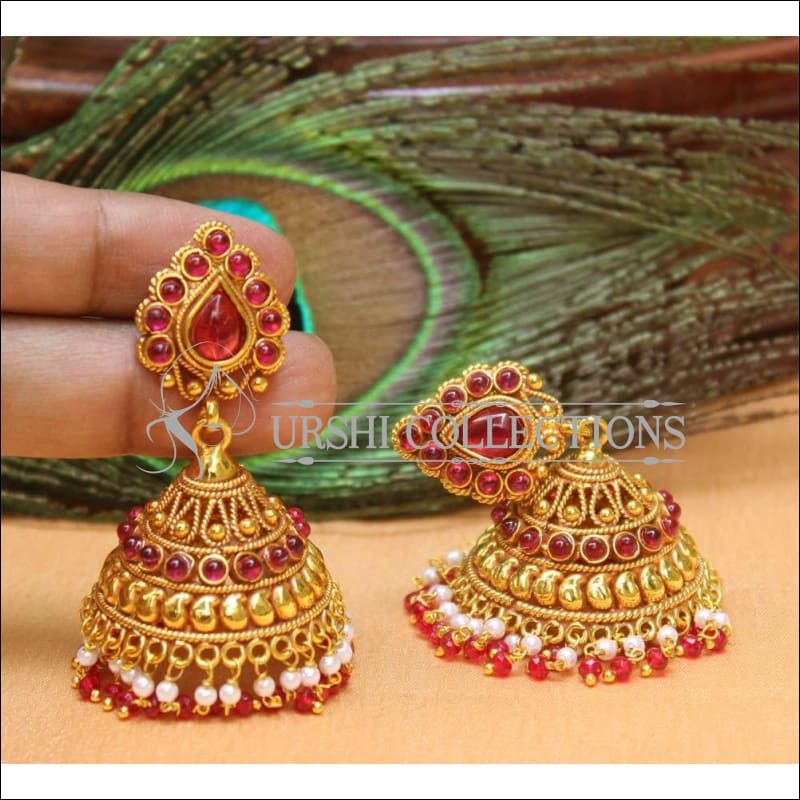 Beautiful Geru Polish Earrings Set UC-NEW1117 - Ruby - Earrings