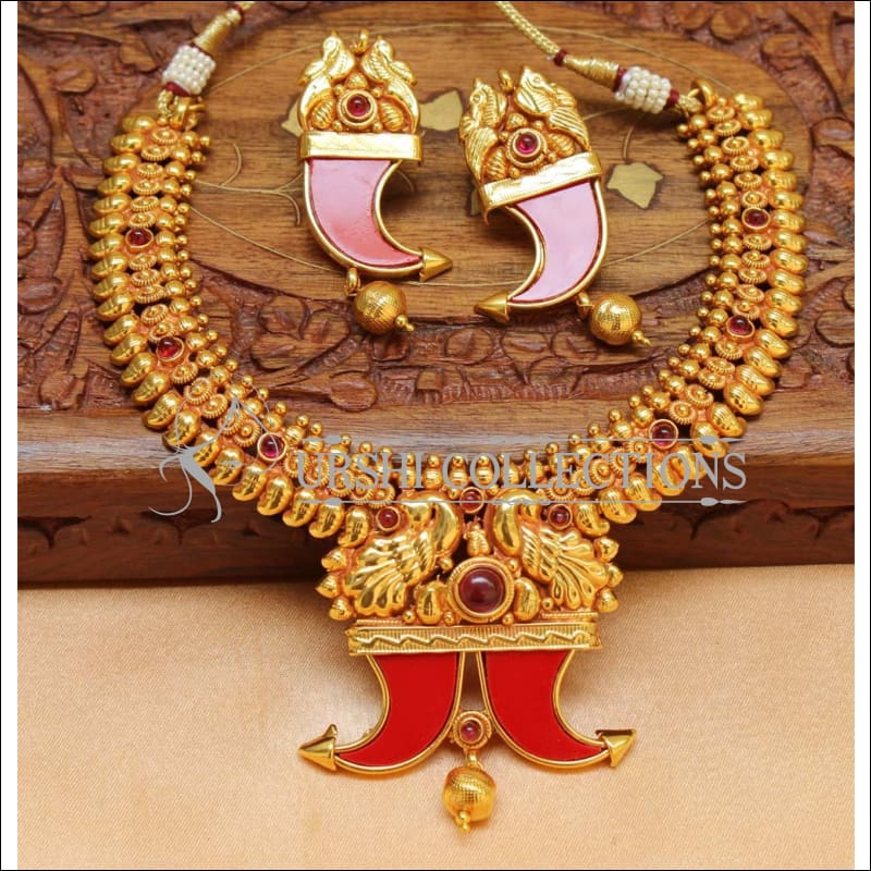 Beautiful Geru Polish Necklace Set UC-NEW1273 - Ruby - Necklace Set