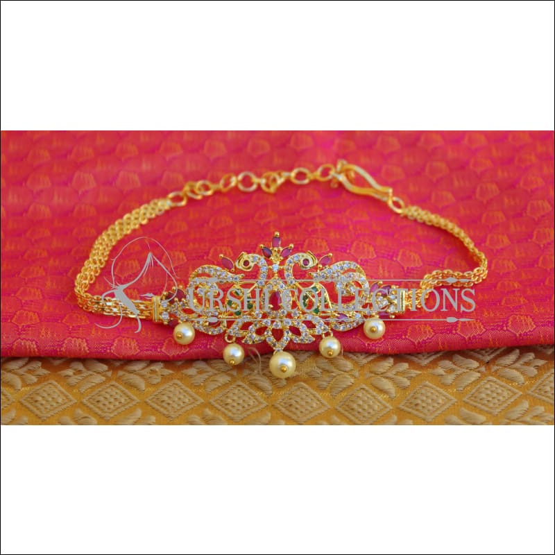 BEAUTIFUL GOLD PLATED CZ PEACOCK ARMLET M33 - BAJU BAND