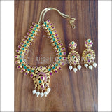 BEAUTIFUL GOLD PLATED PEACOCK NECKLACE SET UTV1215 - GREEN &RUBY - Necklace Set