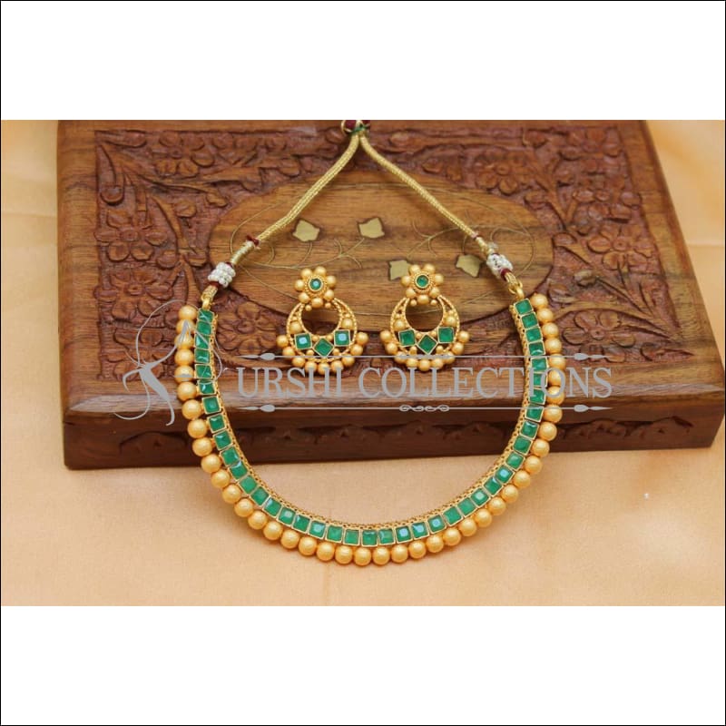 Beautiful Matte Finish Necklace Set UC-NEW1194 - Green - Necklace Set