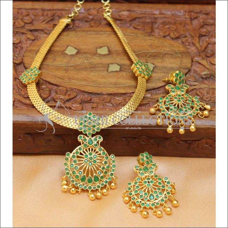 Beautiful Matte Finish Necklace Set UC-NEW1216 - Green - Necklace Set