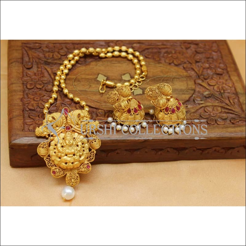 Beautiful Matte Finish Peacock Pendant Set UC-NEW1145 - Ruby - Pendant Set