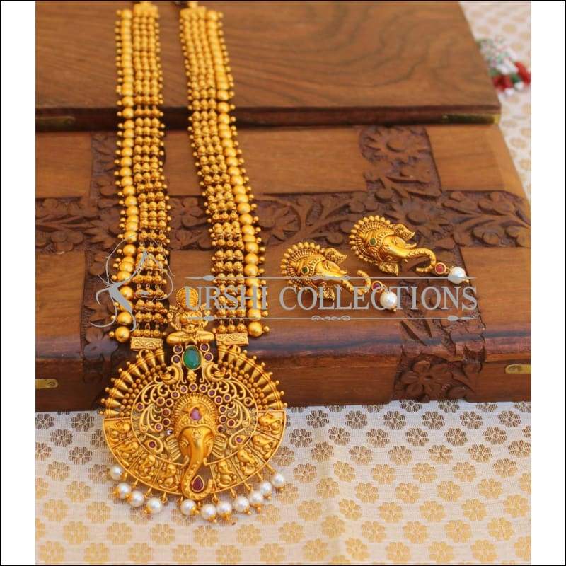 Beautiful Matte Finish Temple Necklace Set UC-NEW152 - Multi - Necklace Set