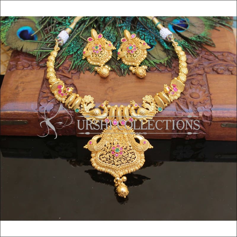 Beautiful one gram gold plated necklace set M11 - Necklace Set