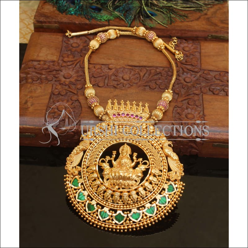 Big pendant kerala traditional gold plated necklace M256 - Necklace Set